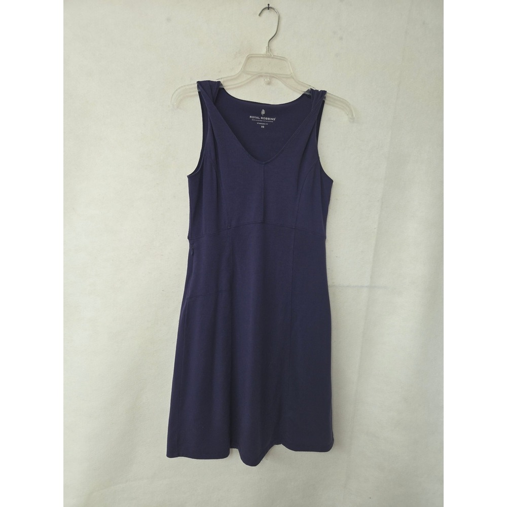 Royal Robbins Dress Womens XS Navy Blue V-Neck Sleeveless Travel Pocket Y616001